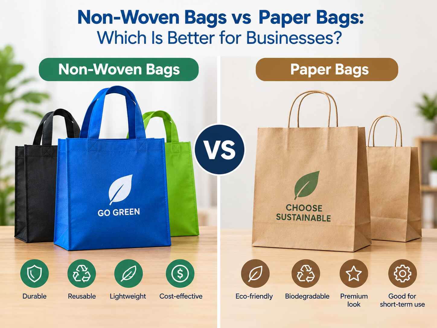 Non-Woven Bags vs Paper Bags: Which Is Better for Businesses? 
